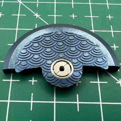 Blue Sea Wave carved rotor oscillating weight for Miyota NH35 NH36 watch movements.