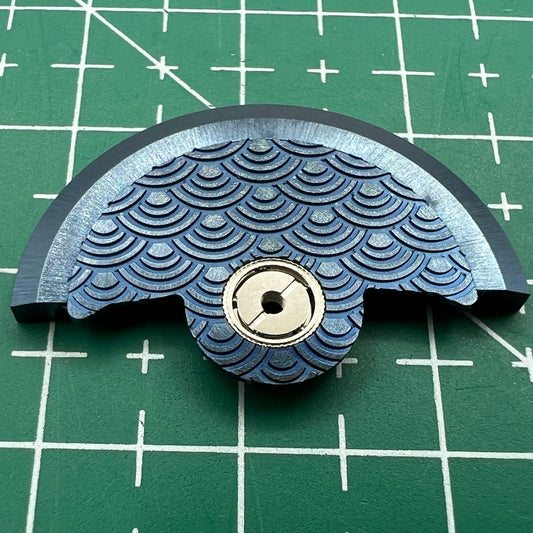 Blue Sea Wave carved rotor oscillating weight for Miyota NH35 NH36 watch movements.