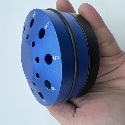 Rotating 10-hole stand organizing 0.6-2.0mm watch screwdrivers for efficient storage.