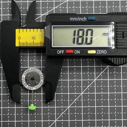 Miyota 4T13 quartz watch movement featuring 3 hands and date display at 3 o'clock slot for precise timekeeping.