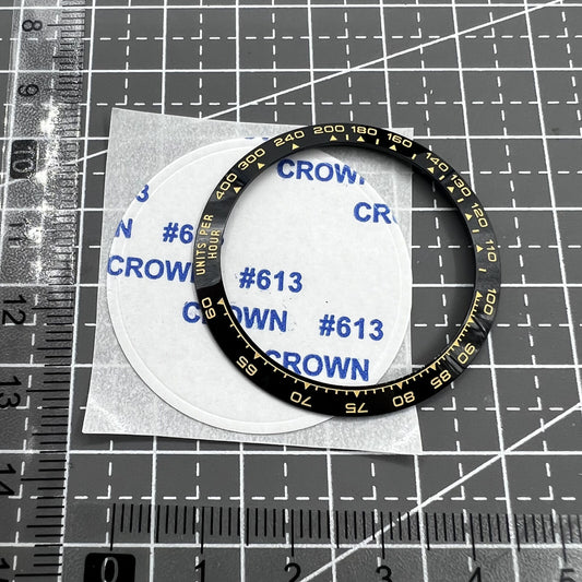 37,65 mm Keramik-Uhrenlünette, schwarzer Hintergrund, golden + rote Schrift „100“ für Daytona 