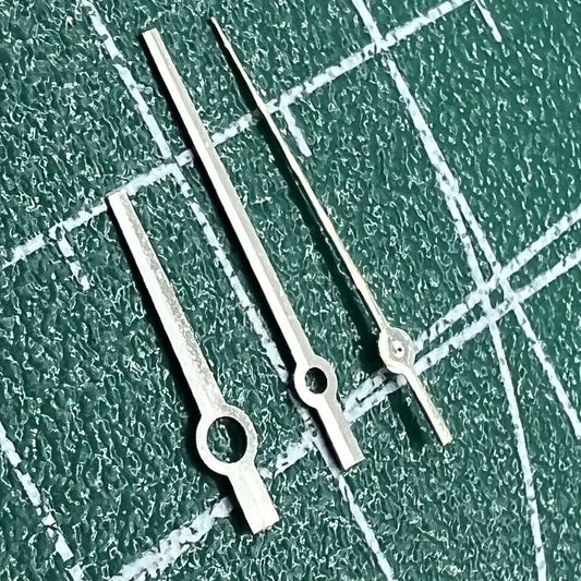 Silver and black trimmed long watch hands for NH35/NH36/4R/7S movements, no lume finish.