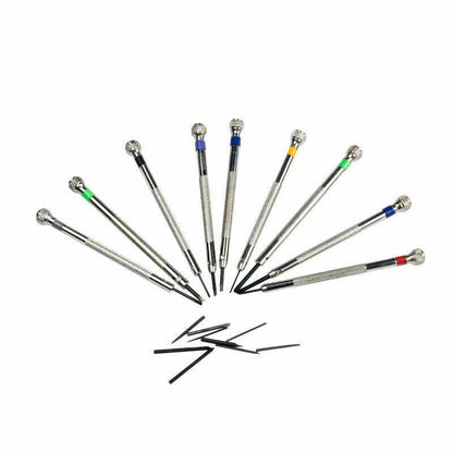Jeu de 9 tournevis à lame plate assortis, taille 0,6 mm à 2 mm