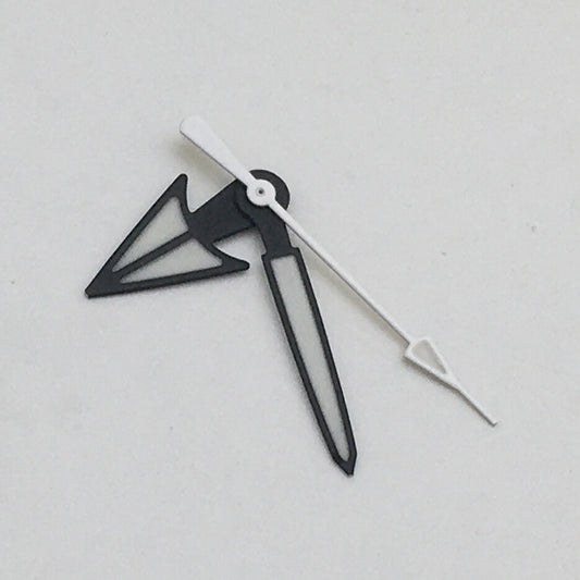 Green luminous watch hands set for NH35A/NH36A movement, size 9.5x14x15mm, model NO18.