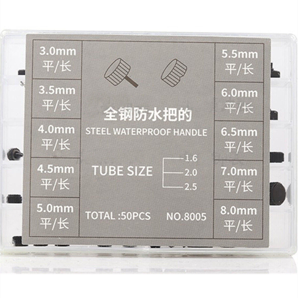 Stainless steel black watch crown assortment, waterproof repair tools for watch accessories.