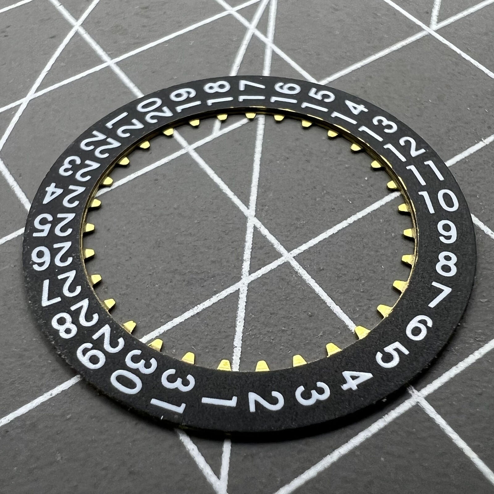 Black date disk wheel for China Made 7750 movement, showing date at 3 o'clock position.