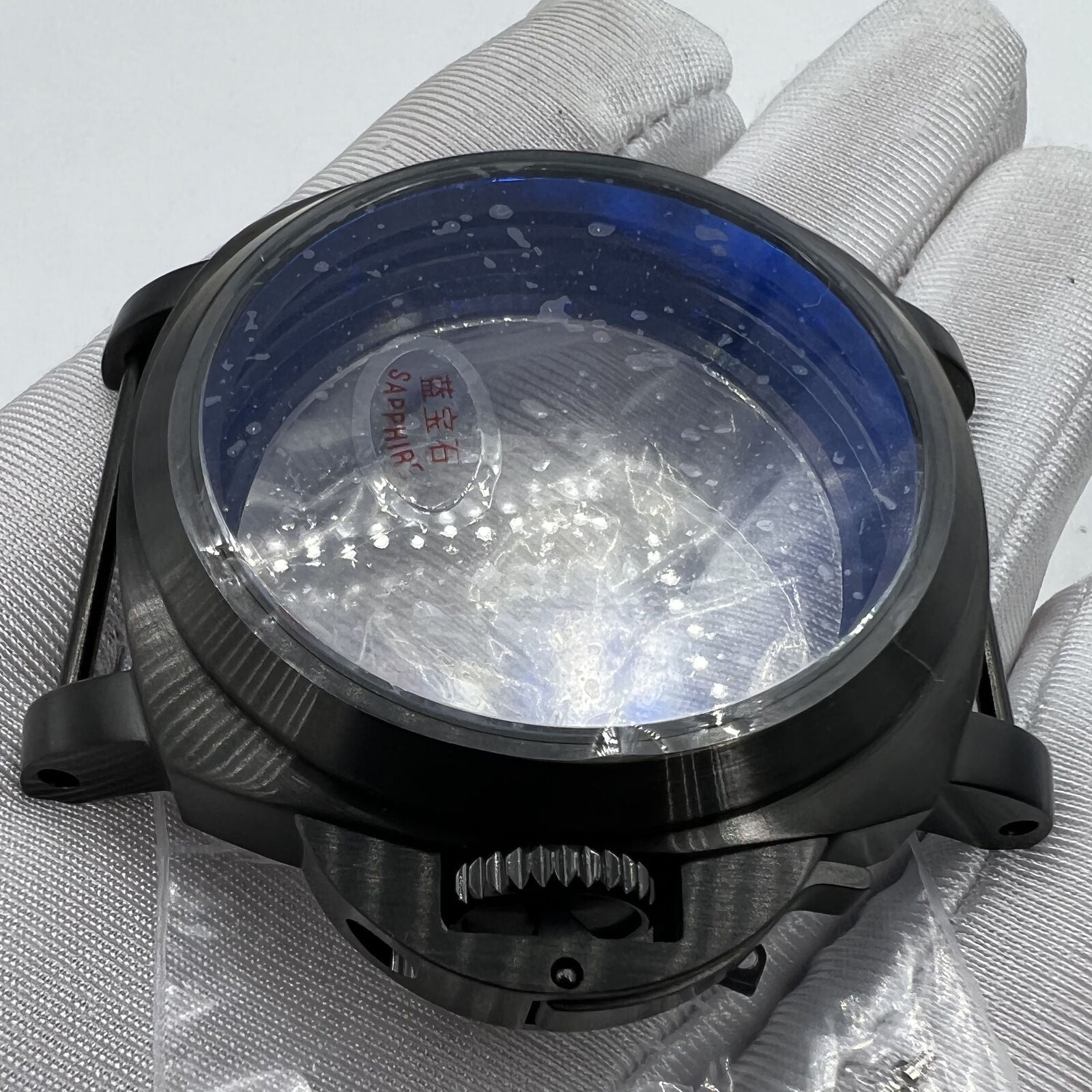 44mm black sapphire watch case by 316L steel, compatible with Seagull ST3600/ST3621 and ETA6497/6498 movements.
