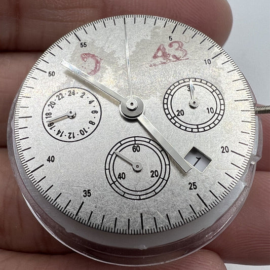 Asian 7750 Automatic Chronograph Movement with ETA 7753 layout, small seconds at 6 o'clock, precision watch part.