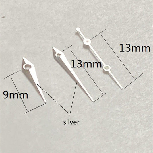 13 mm Uhrzeiger mit silbernem Rand und Pfeilform für das Quarzwerk Ronda 515