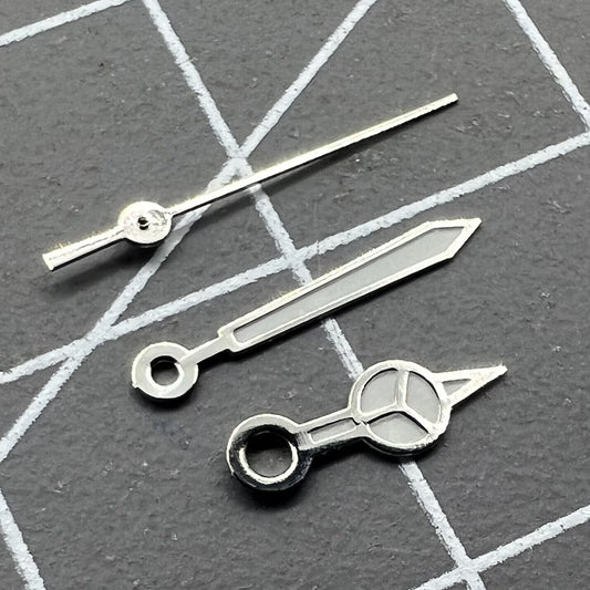 Luminous watch hands set for Miyota 2035, 13mm/11mm/8mm sizes, ideal for accurate timekeeping.