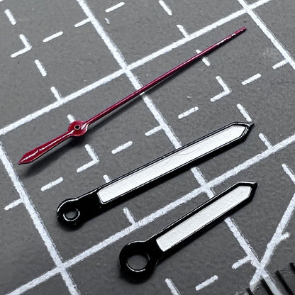 Schwarz rote Sekundenuhrzeiger 2er Set f�r Miyota 2035 Quarzwerk, pr�zise und langlebig.
