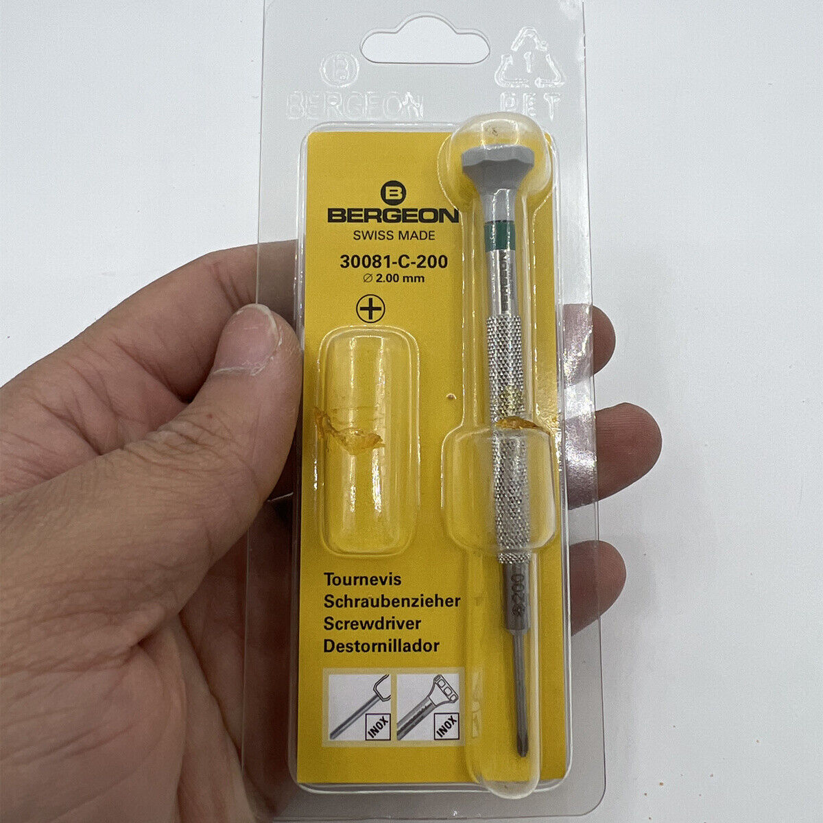 Bergeon 30081-C-200 ergonomic Phillips 2.00mm screwdriver for precise watch accessory repairs