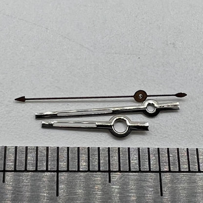 Black 13mm watch hands with silver trim for Seagull ST6 automatic mechanical movement, precise fit.