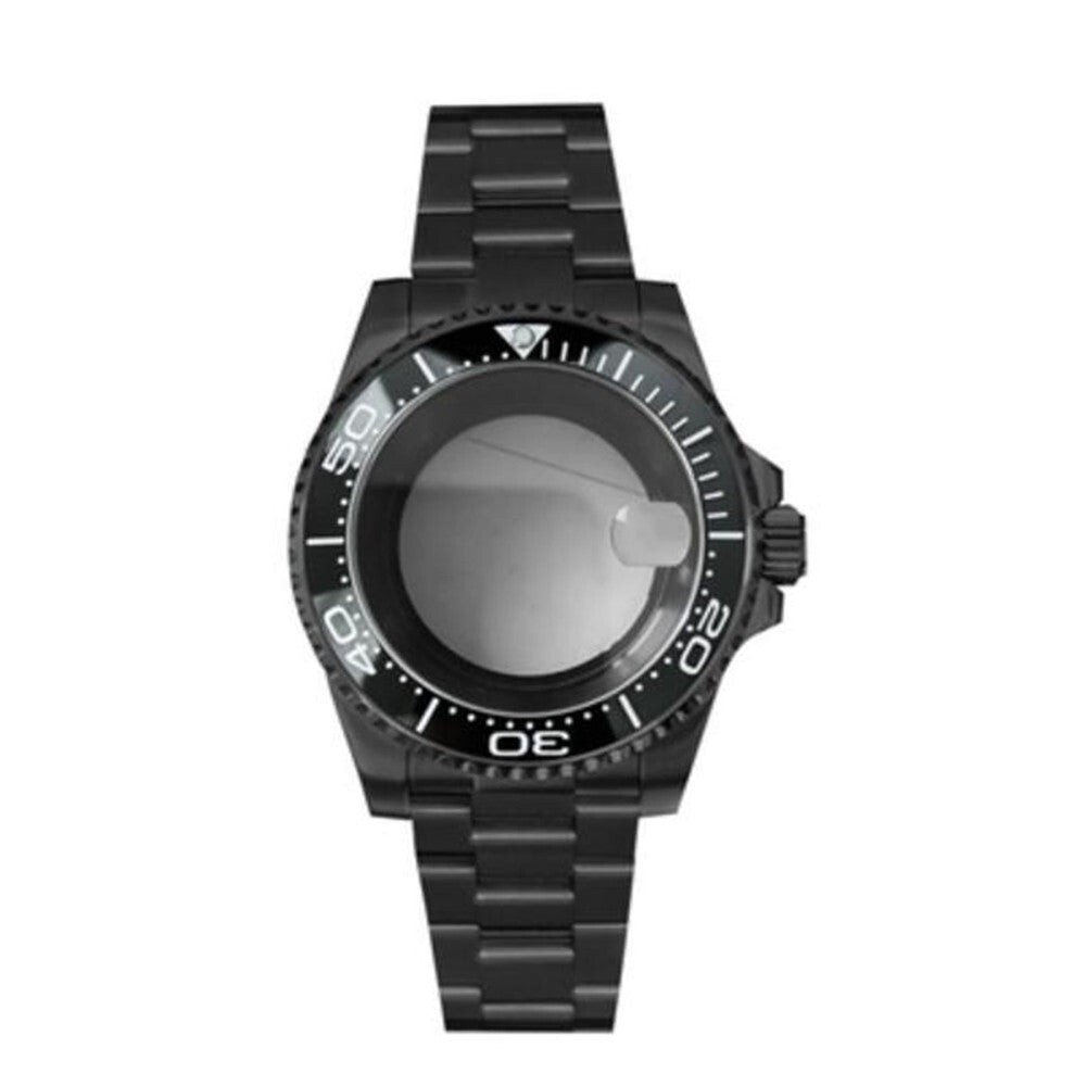 PVD Black SUB Watch Case+Strap 40mm Sapphire Glass 5ATM Waterproof for NH35/NH36