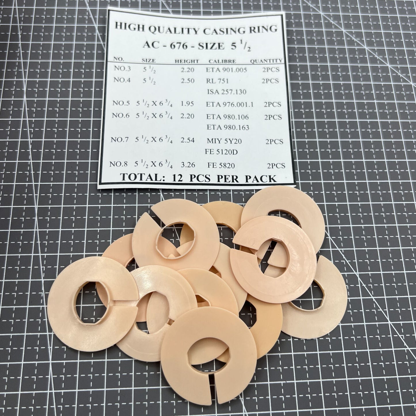 12 pièces 6 tailles de ligne entretoise de boîtier de mouvement support de bague de boîtier #AC-676-TAILLE 5.5