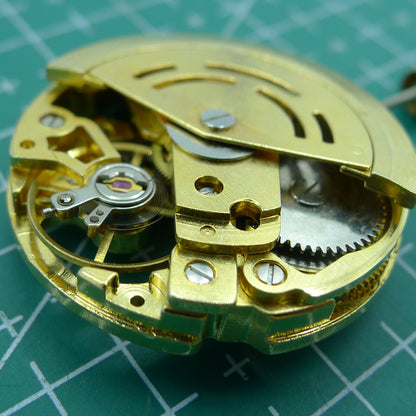 DANDONG 26.5mm automatic watch movement showcasing hollow golden design and precise mechanical craftsmanship.