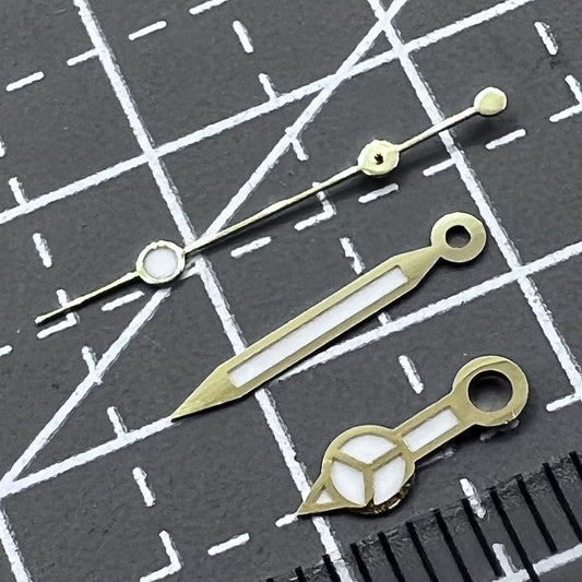 2 Sets/Pack Green Luminous Golden Trim 12mm Hands for Seiko NH35/NH36/NH38
