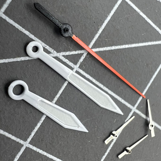 14mm orange lume second hand with silver trim for Miyota 0S20 quartz enhances watch visibility.