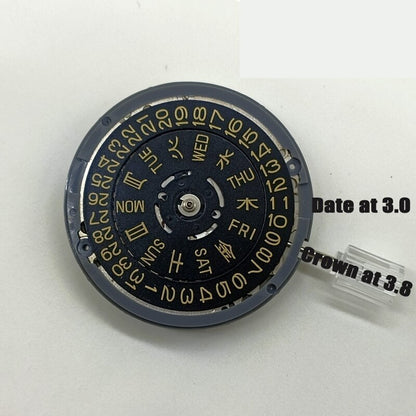 NH36 Japan Crown At 3.0/3.8 Automatic Mechanical Movement Black Dial Golden Font