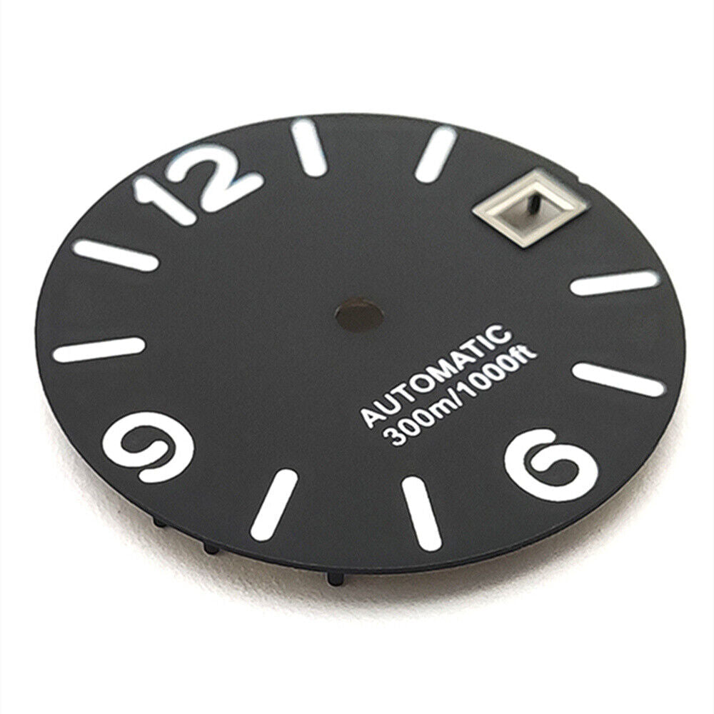 Green luminous watch dial with white numbers for NH35 NH36 movement, perfect for custom watch repairs.