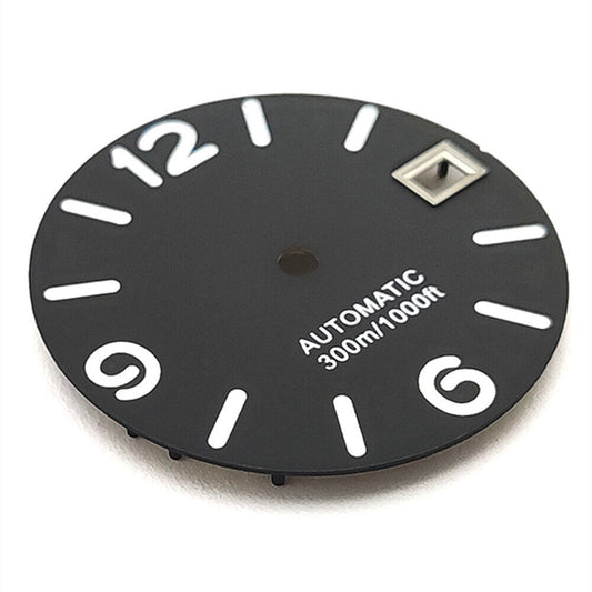 Green luminous watch dial with white numbers for NH35 NH36 movement, perfect for custom watch repairs.