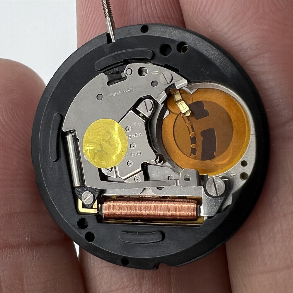 Ronda 714 Quartz watch movement with date at 3 and 6, Swiss replacement parts, 2 hands design.
