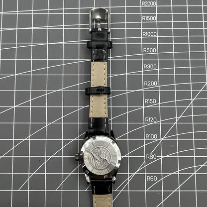 Seagull black case ladies manual watch with gold nail markers, shock-resistant for everyday durability.