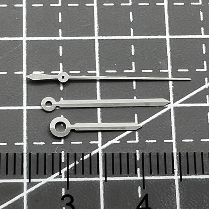Silver watch hands set for ETAC07.111 movement, compatible with T099 watch, precision design.