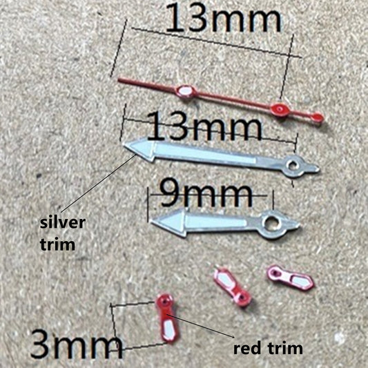 13 mm roter Sekundenzeiger mit grüner Leuchtmasse für VD53 VD54 VD57 Uhrwerk