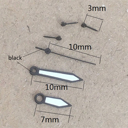 Black trimmed white painted watch hands for Miyota OS series, precise fit and sleek design.
