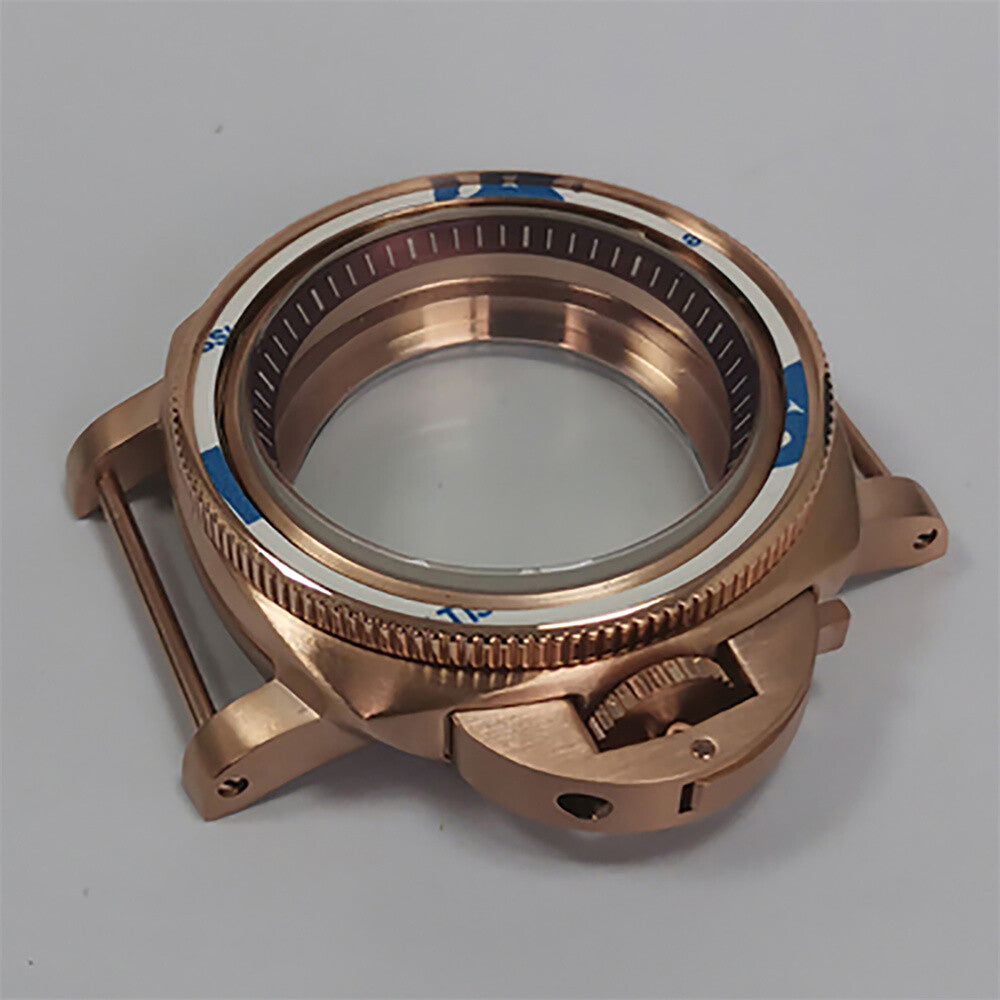 42 mm Mineralspiegel PVD Stahl Roségold Uhrengehäuse für NH35/NH36/4R/7S 
