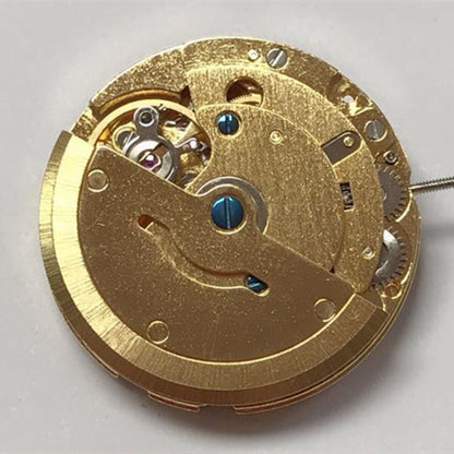 Seagull ST6 golden watch with double calendar and moon phase, automatic mechanical movement.