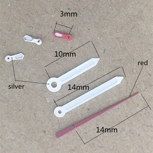 14mm red second hand with green lume for VD53 VD54 VD57 watch movements, precise and luminous.