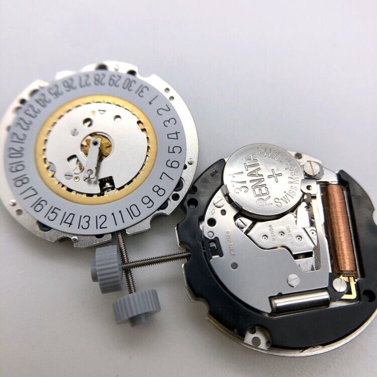 Ronda 705 quartz watch movement with date window at 3 o'clock, precision repair part.