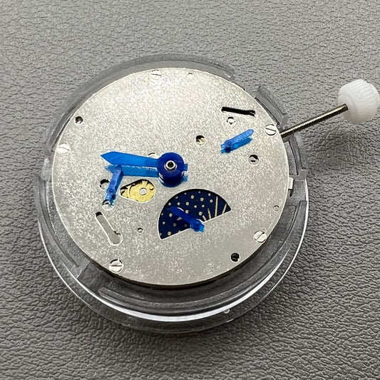China Made 8205 automatic mechanical watch movement with small seconds at 3, 6, and 9 o'clock positions.