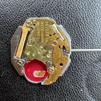 Miyota Japan 4T74 quartz movement with single hand and date at 6 o?clock, ideal for precise watch repairs.