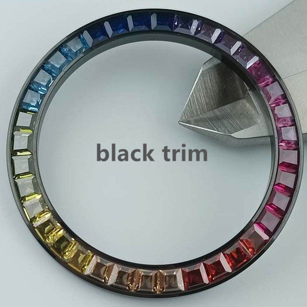 39 mm bunte Uhrenlünette mit Diamantimitat-Edelsteinen für das VK63-Uhrwerk