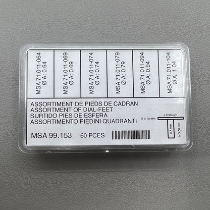 Swiss Horotec MSA99 153 60 metal watch dial repair pins set in box for precise watchmaking tasks