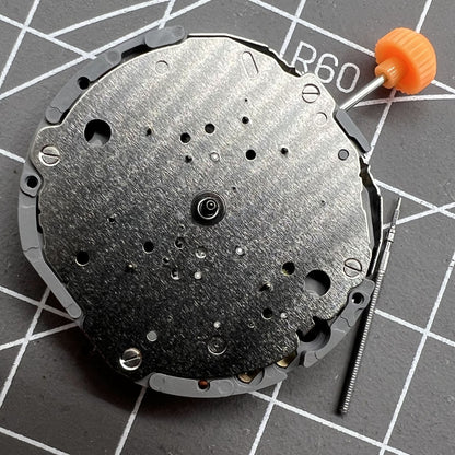 Miyota JS10 quartz watch movement showing small second hand at 6, 9, and 12 o?clock by Japan Miyota.