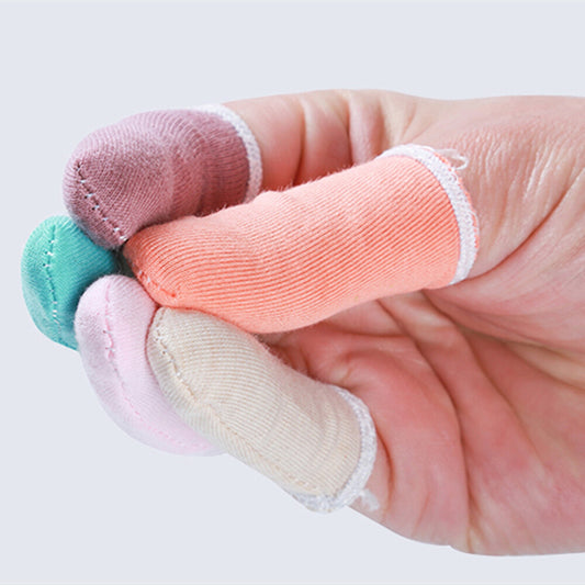 Mixed color cotton finger cots set for watch repair, natural disposable protection.