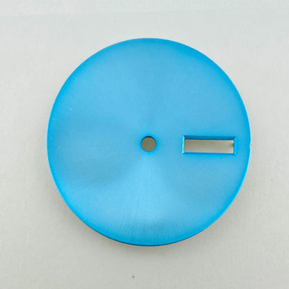 28.5mm solid color metal watch dial, compatible with NH36 movement, sleek non-lume design for custom watches.