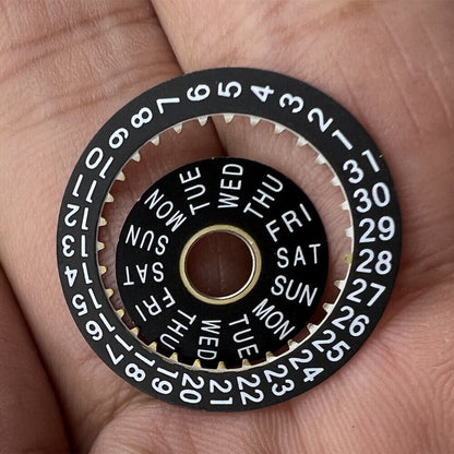 Pilot black date disk and week wheel compatible with China Made/ETA 7750 movement, precise watch accessory.