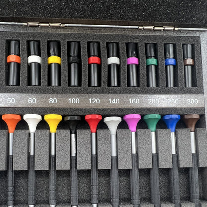 Bergeon 7899-A10 ergonomic screwdrivers set 0.50-3.00mm in wooden box for precise watch repair tasks