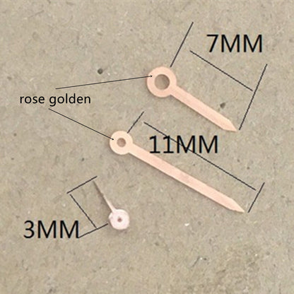 Rose gold arrow-shaped watch hands for Miyota 1L45, elegant trim upgrade.