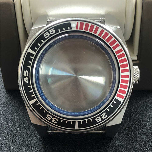 43mm 316L stainless steel watch case with sapphire glass, compatible with NH35/NH36 movements.