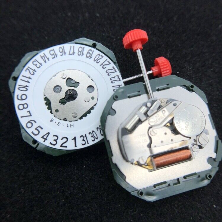 Miyota 2315 Japan quartz movement watch mechanism with date display at 6 o'clock.