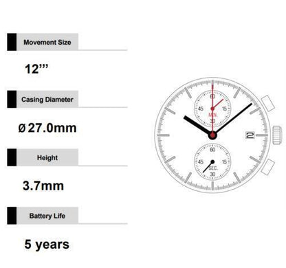 Hattori Epson TMI YM91A quartz watch movement, Japan-made precision mechanism for watch accessories.