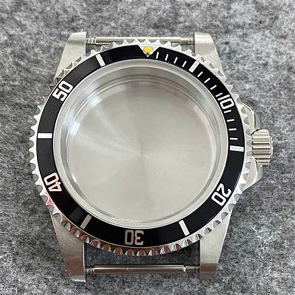 Waterproof watch case 39.5mm with stainless steel frame and sapphire glass, fits NH35/36 movements, brand matched.