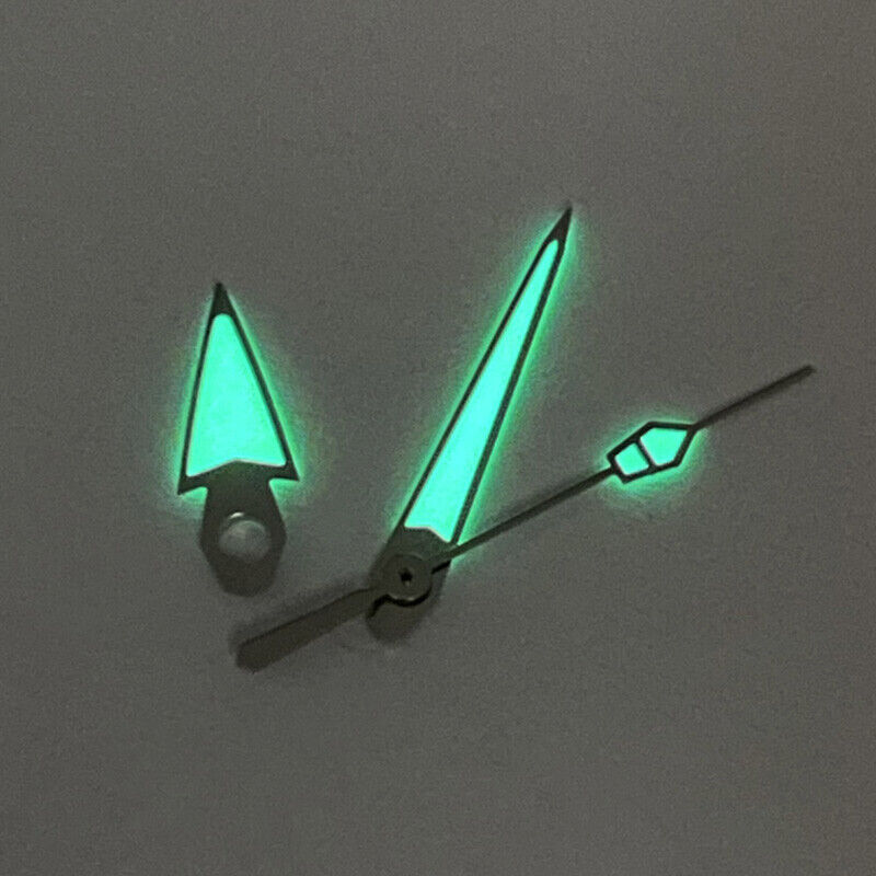 C3 green luminous watch hands set for NH35/36/4R/6R movement, ensures clear time reading in low light conditions