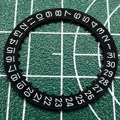 Black date disk wheel at 3 o'clock for Miyota 8215 movement, generic brand, watch accessory.